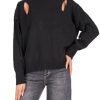 Donna Have One Pullover | Maglia Misto Cachemire Cut Out - Nero