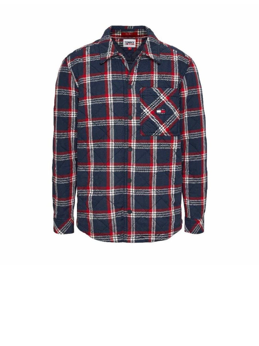 Uomo tommy hilfiger Camicie | Tjm Padded Check Overshirt - Desert Sky Multi