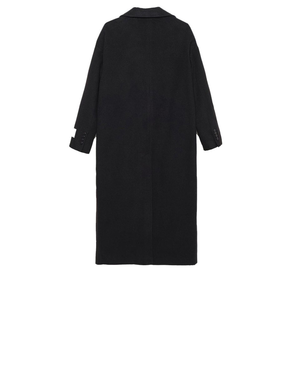 Donna Hinnominate Cappotti | Cappotto In Panno Lungo Con Etichetta - Nero