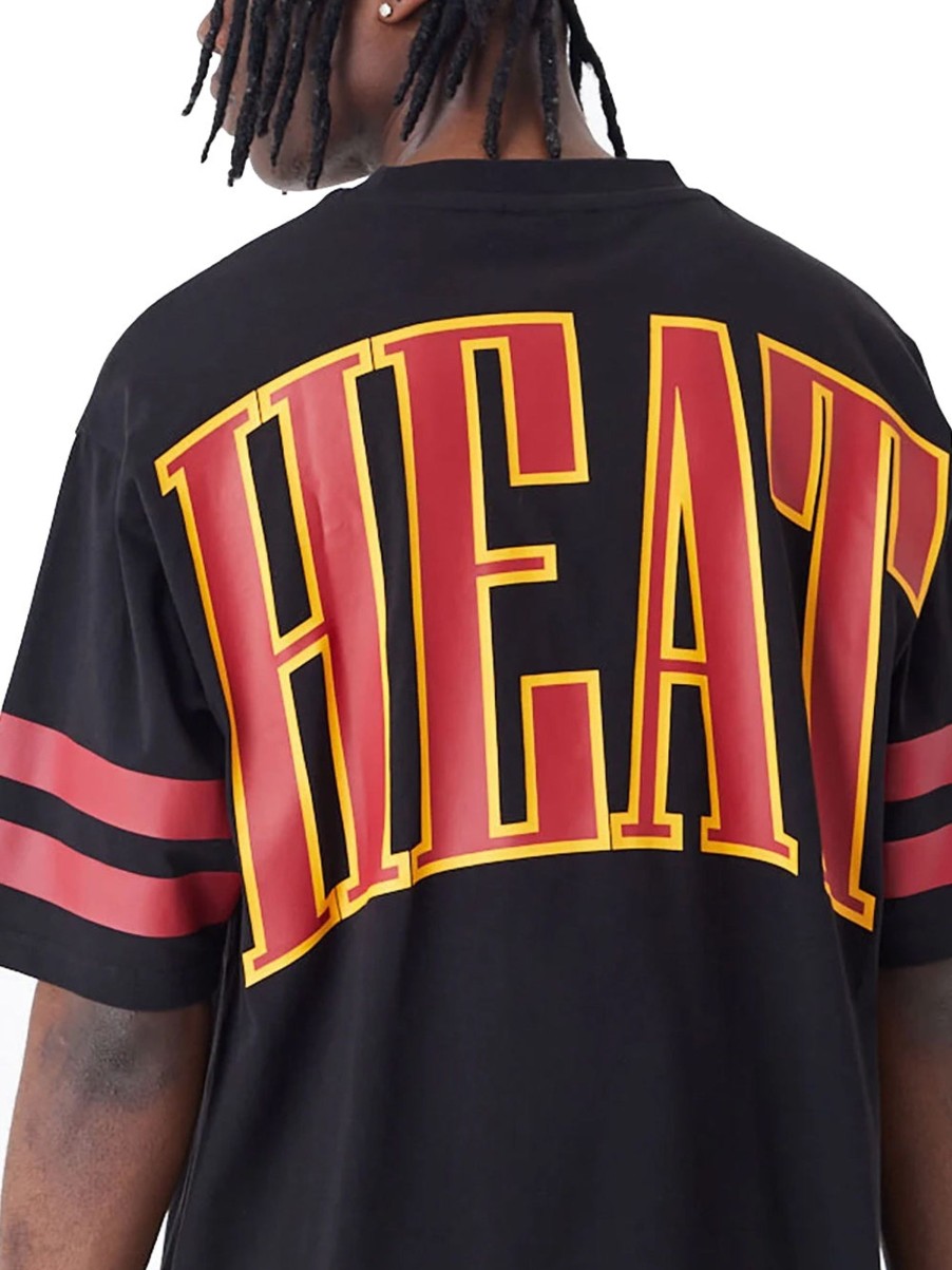 Uomo New Era T-Shirt | T-Shirt Oversize Miami Heat Nba Arch Graphic - Nero