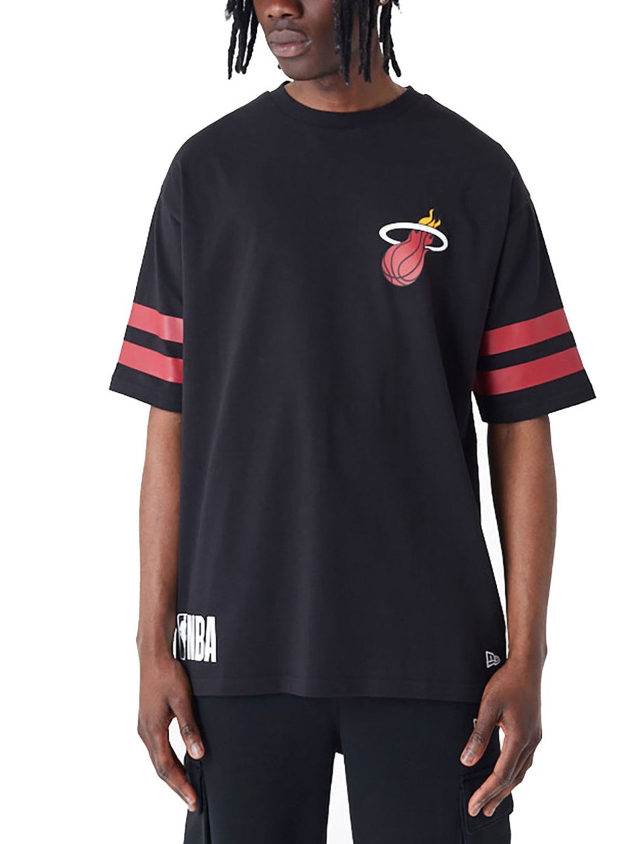 Uomo New Era T-Shirt | T-Shirt Oversize Miami Heat Nba Arch Graphic - Nero