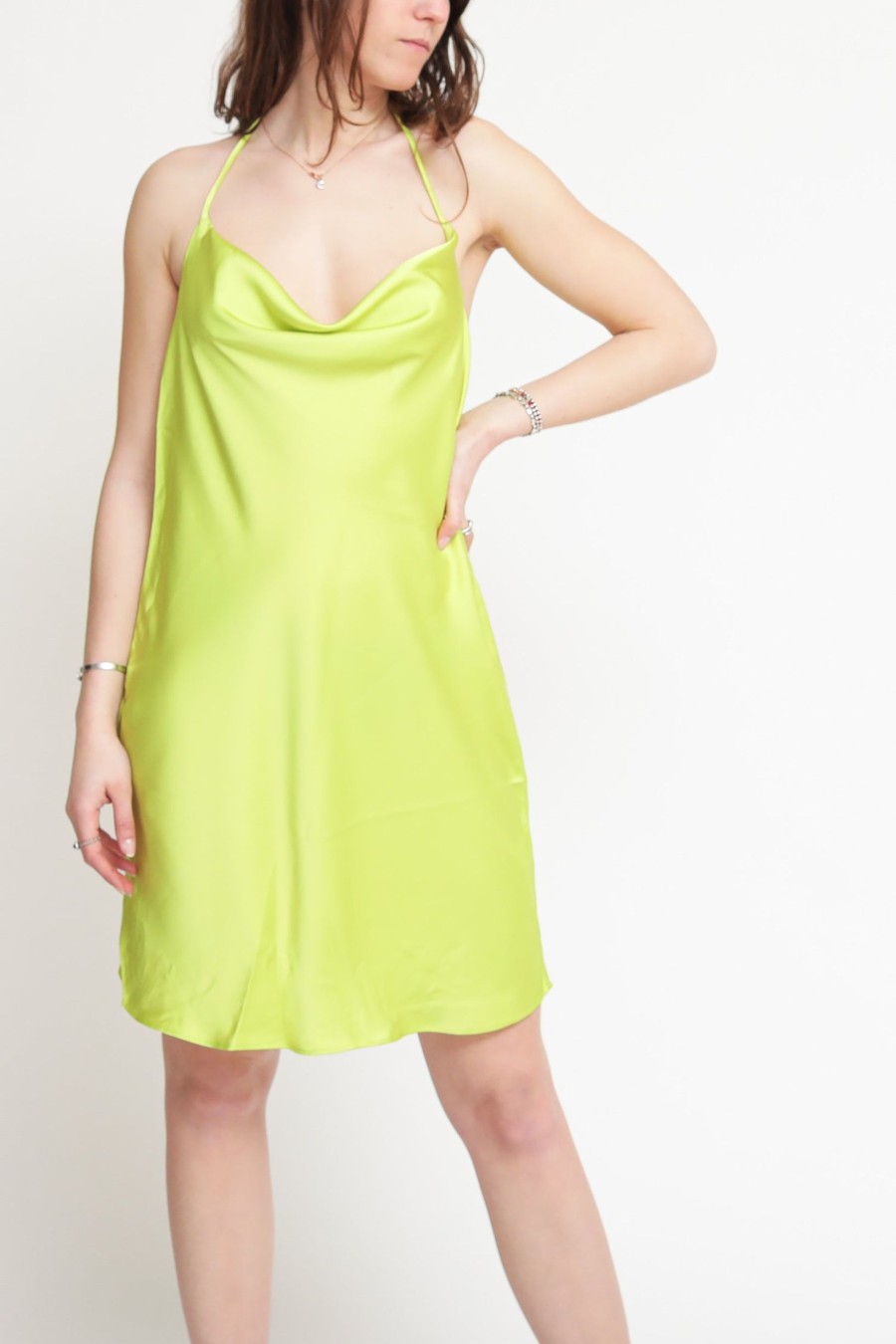 Donna glamorous Vestiti | Ladies Dress - Lime Green Sateen