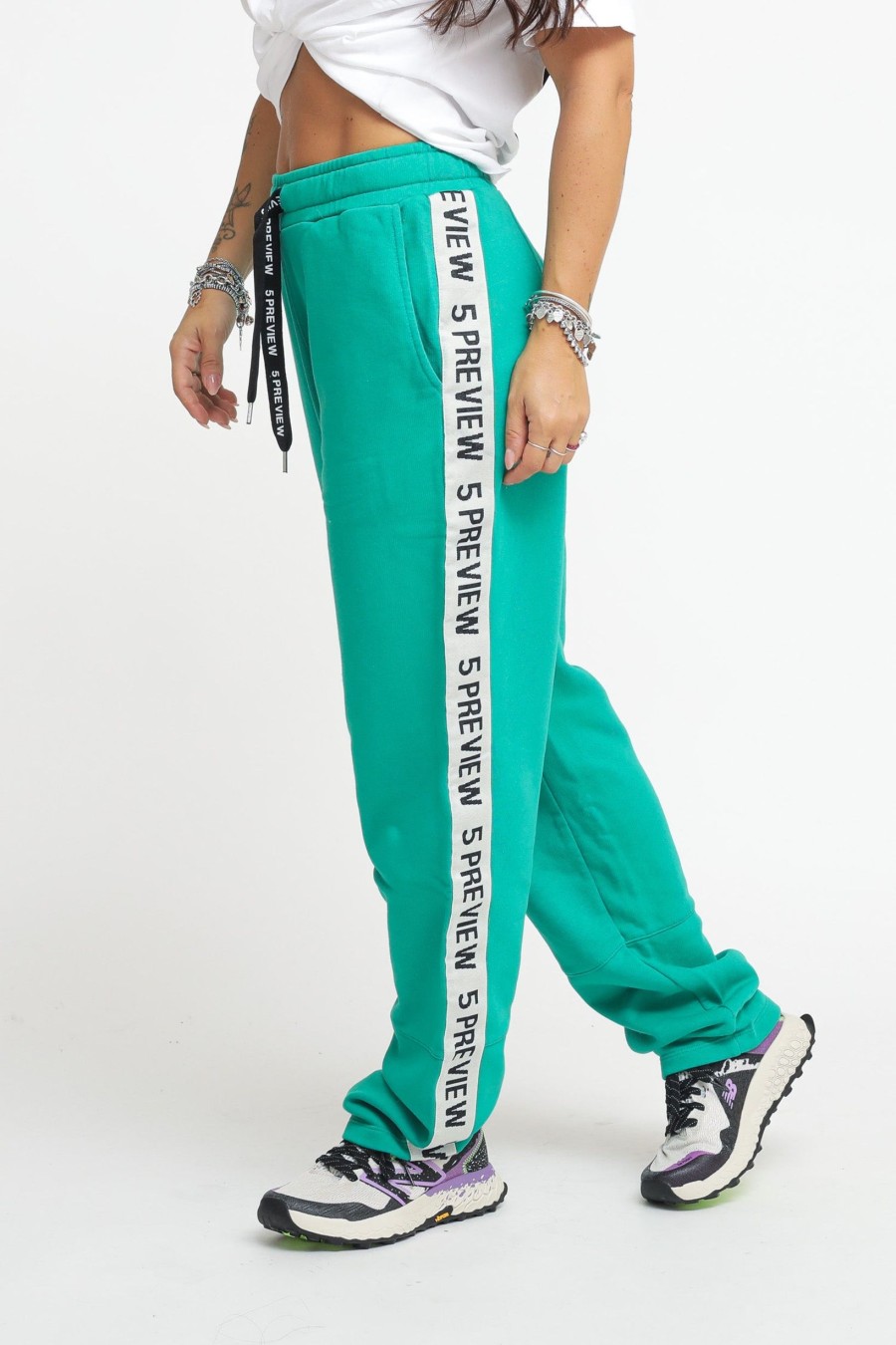 Donna 5preview Pantaloni Felpa | Vivien Stripe Pant - Leaf