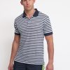 Uomo sun68 Polo | Polo Linen Stripes - Navy Blue/Bianco