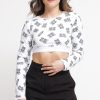 Donna moschino underwear T-Shirt | Long-Sleeved Cropped T-Shirt - White