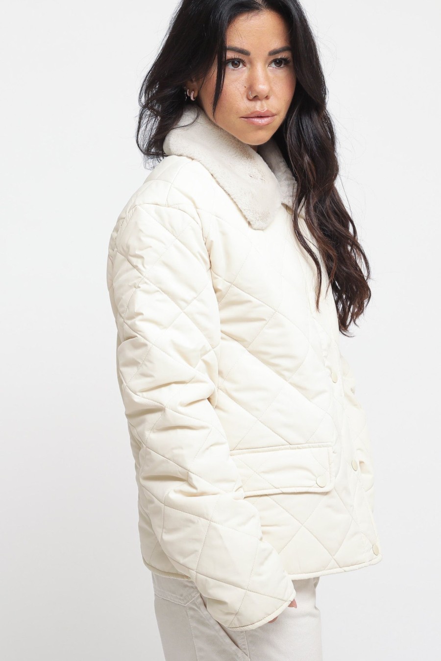 Donna na-kd Giubbotti | Quilted Padded Jacket - Light Sand