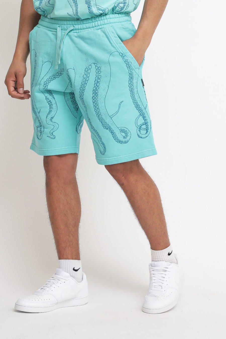 Uomo Octopus Bermuda | Dyed Sweatshort - Acquamarina