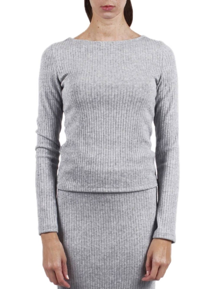 Donna berna Pullover | W Maglia Scollo Schiena - Grigio