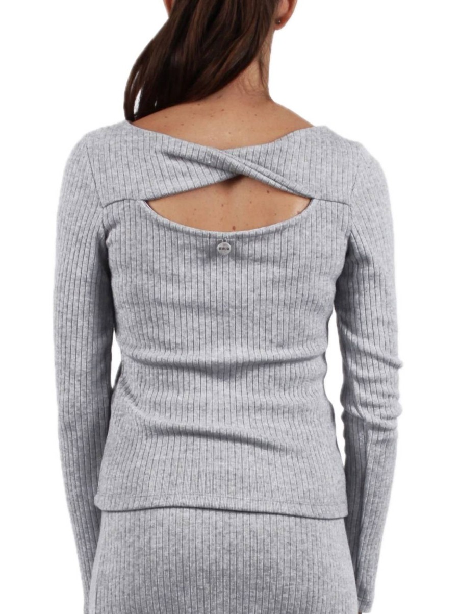 Donna berna Pullover | W Maglia Scollo Schiena - Grigio