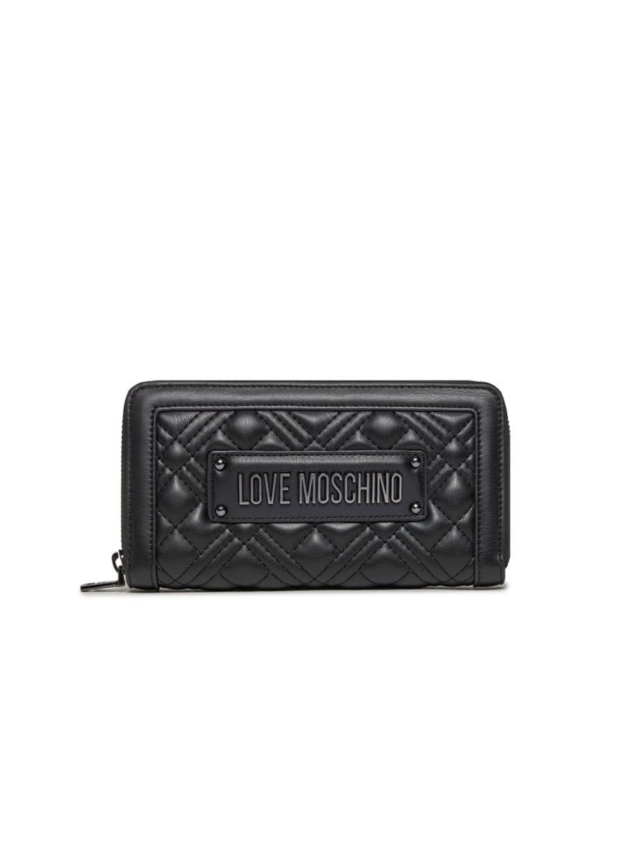 Donna love moschino Portafogli | Portafoglio Quilted Pu - Nero/Galvaica Canna Di Fucile