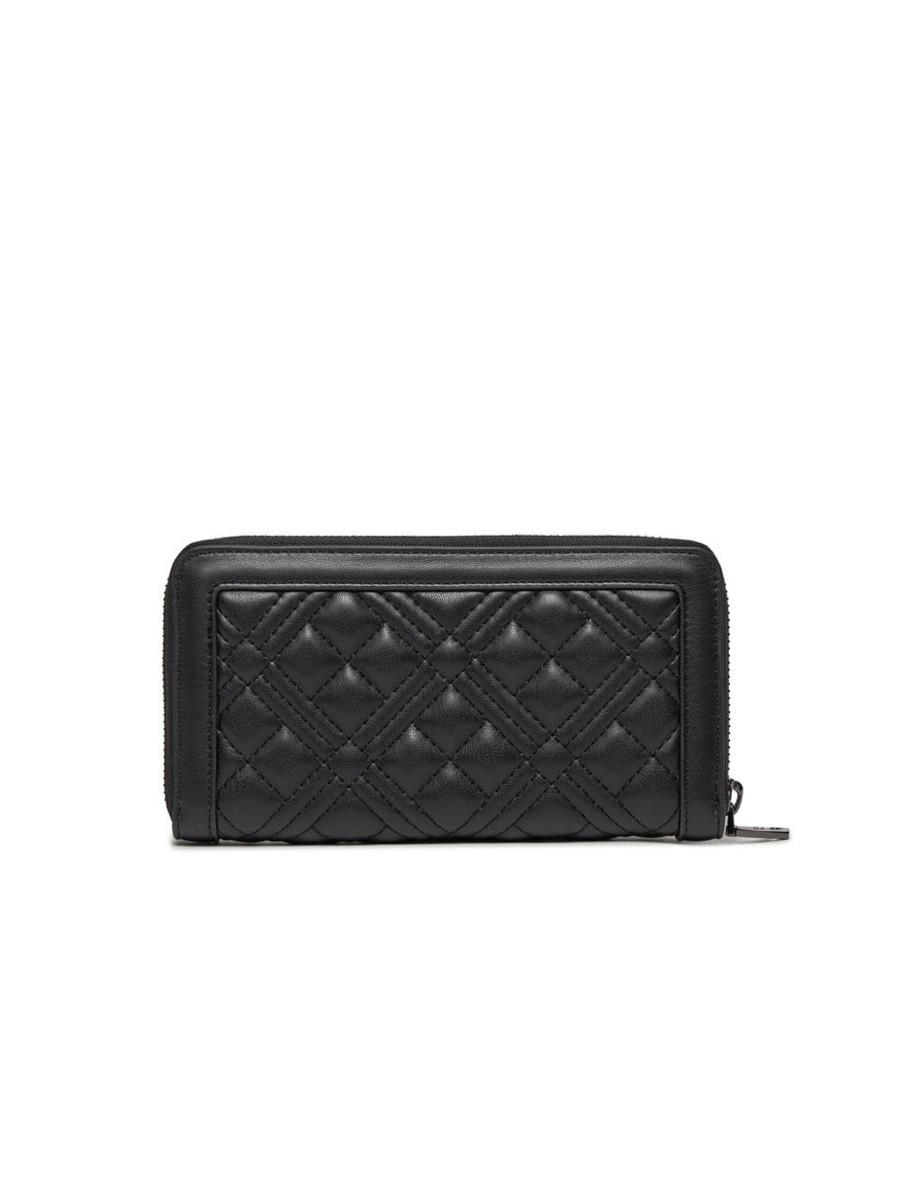 Donna love moschino Portafogli | Portafoglio Quilted Pu - Nero/Galvaica Canna Di Fucile