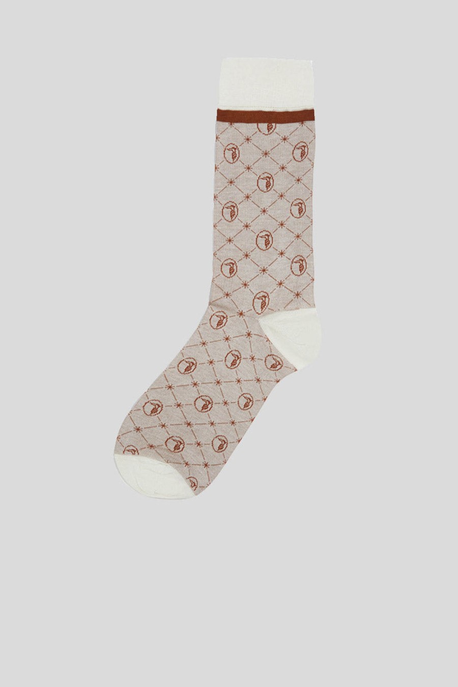 Uomo trussardi Calzini | Crew Socks Monogram Grid - Ecru Rust