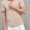 Uomo sun68 Polo | Polo Small Stripes On Collar El - Beige