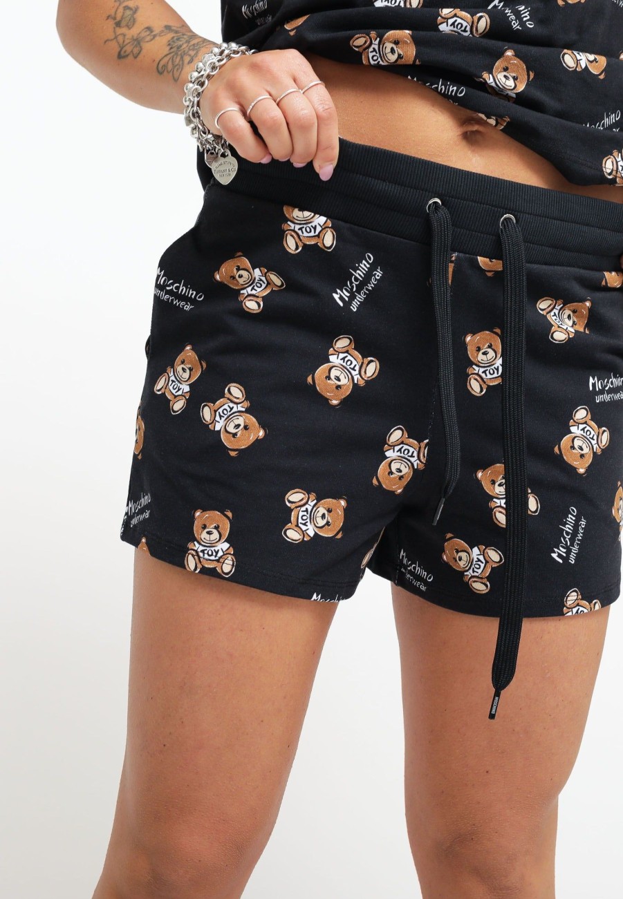 Donna moschino underwear Shorts | Teddy Bear Print Stretch Fleece Short - Black