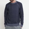 Uomo sun68 Pullover | Round Vintage Cable - Navy Blue