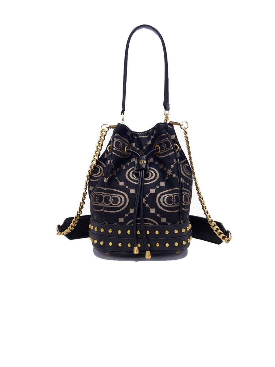 Donna la carrie bag Borse A Tracolla | Monogram Ginger Bucket Jacquard + Leather - Black