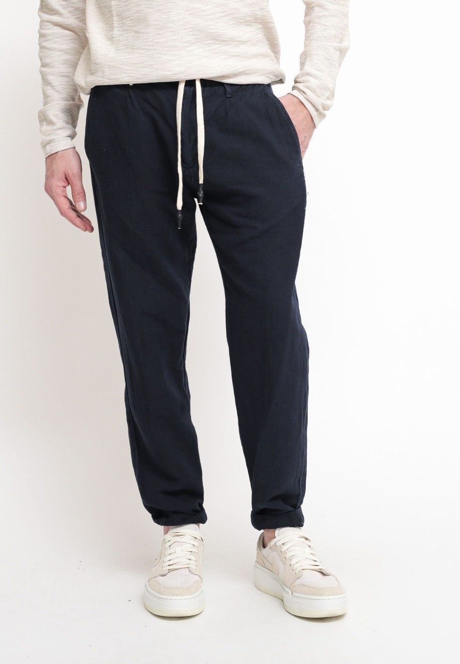 Uomo bl11 Pantaloni | Pantalone Coulisse Cotone -Blu