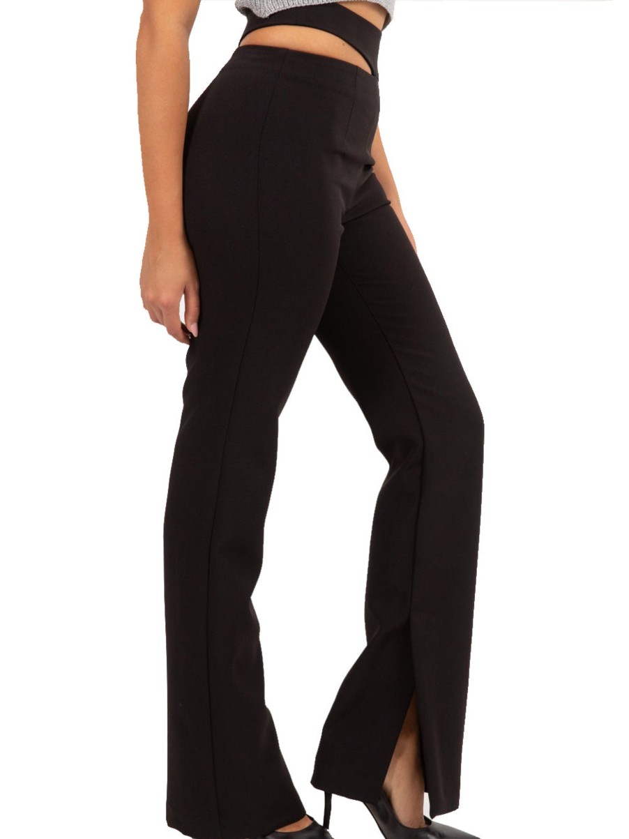 Donna vicolo Pantaloni | Pantalone Spacco Laterale - Nero