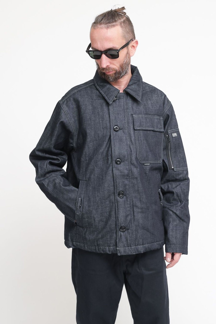 Uomo G Star Raw Giubbotti | Deck Padded Denim Jacket - Raw Denim