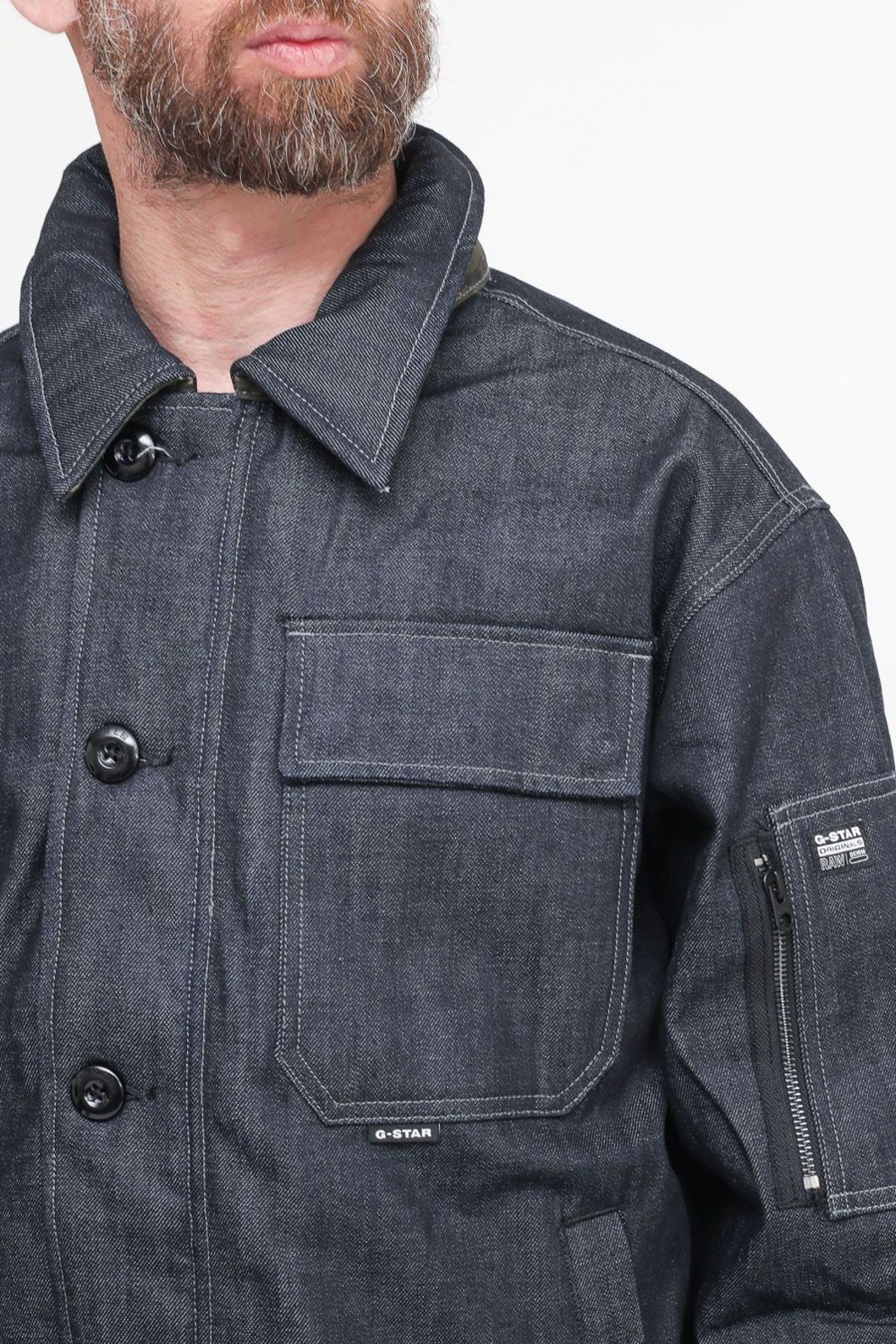 Uomo G Star Raw Giubbotti | Deck Padded Denim Jacket - Raw Denim