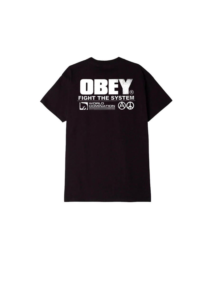 Uomo obey T-Shirt | Fight The System Classic Tee - Black