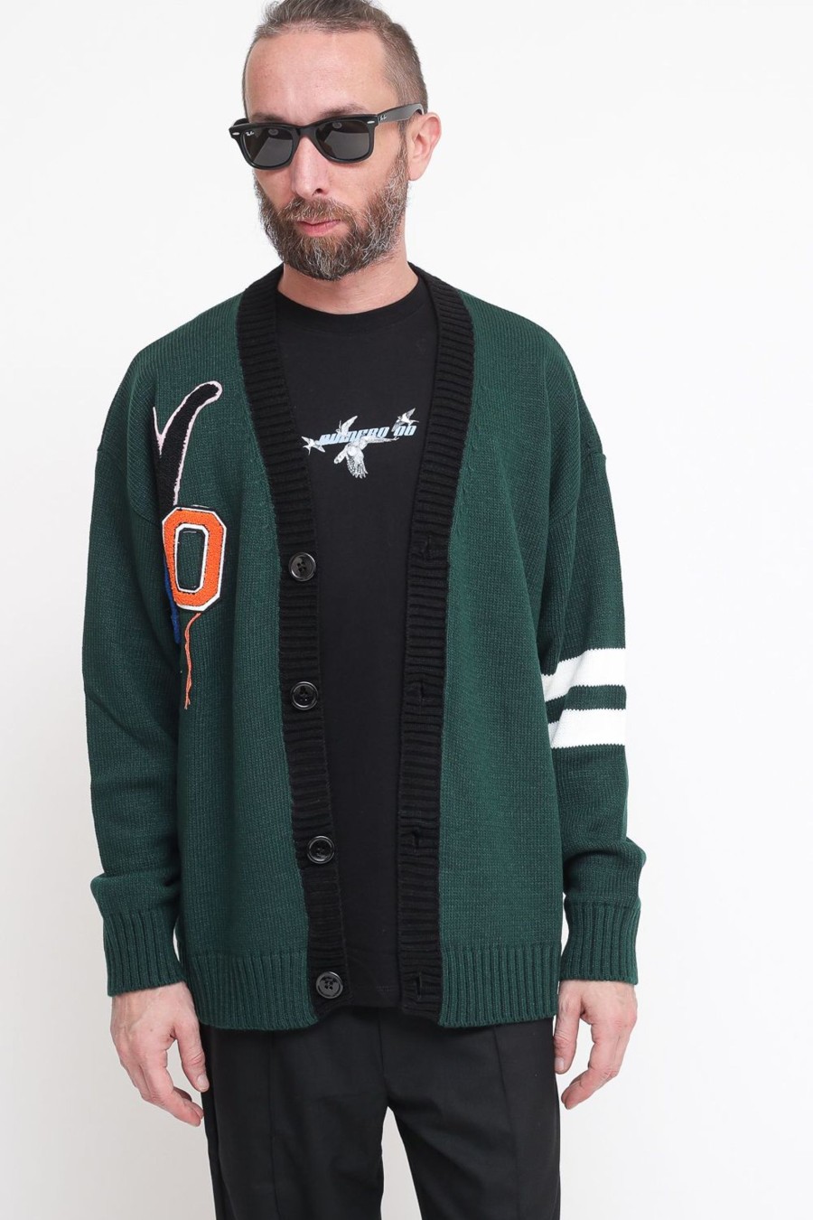 Uomo numero 00 Cardigan | Cardigan Varsity - Green