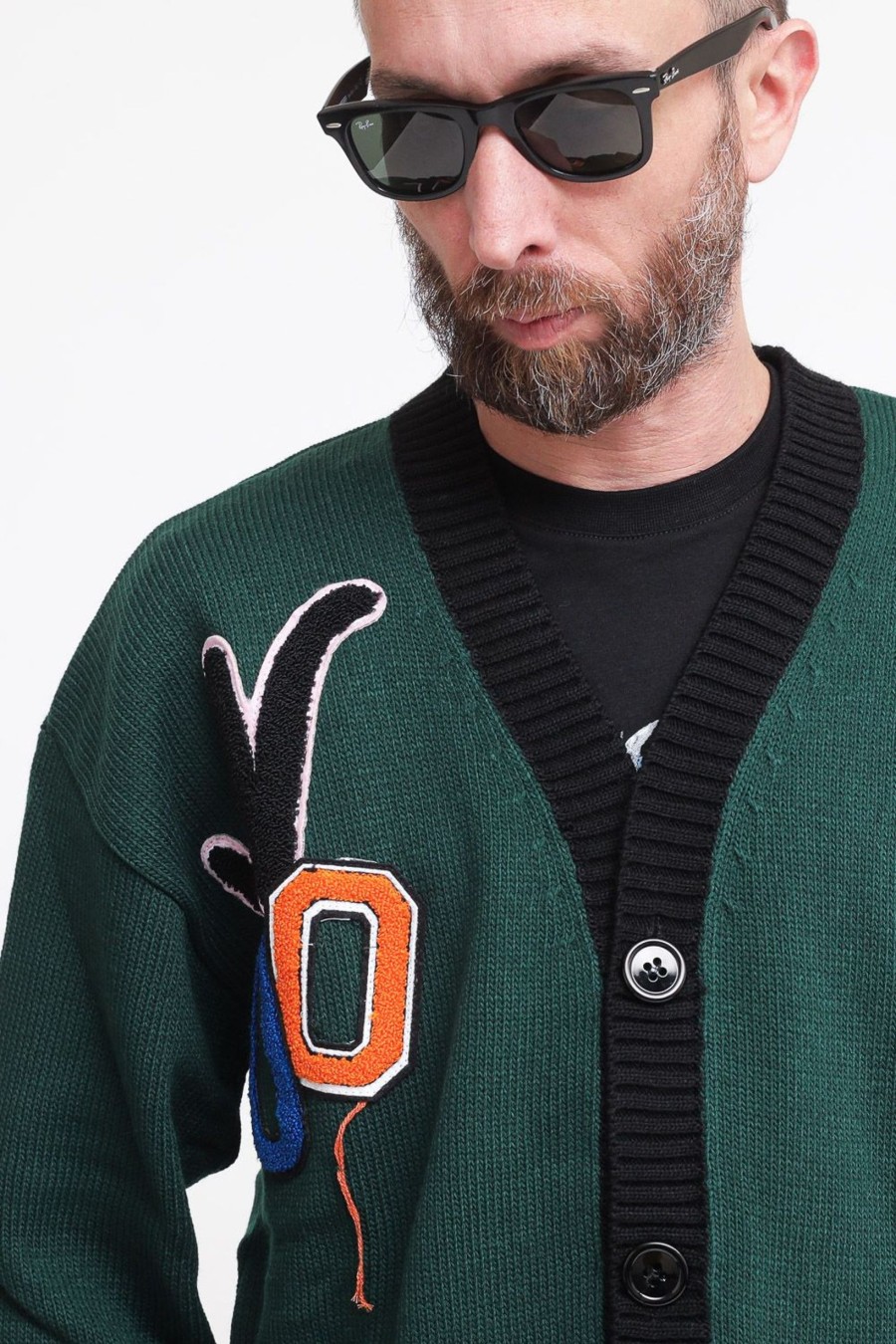 Uomo numero 00 Cardigan | Cardigan Varsity - Green