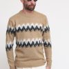 Uomo bl11 Pullover | Girocollo Jacquard Piazzato Garzato - Cammello