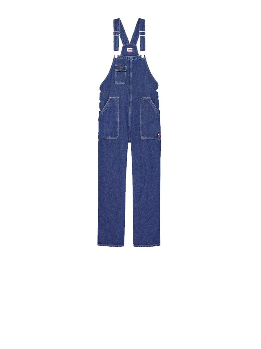 Donna tommy hilfiger Salopette Pantaloni Lunghi | Dungaree Workwear Dg7055 - Denim Dark