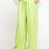 Donna berna Pantaloni | Pantalone Jogging Raso Palazzo - Lime