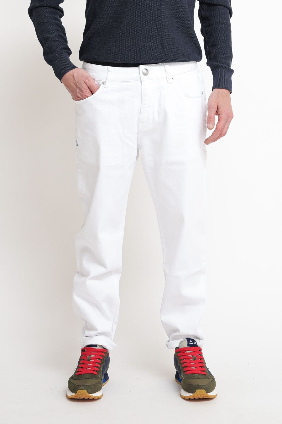 Uomo sun68 Pantaloni Jeans | Denim 5 Pocket Bull - Bianco