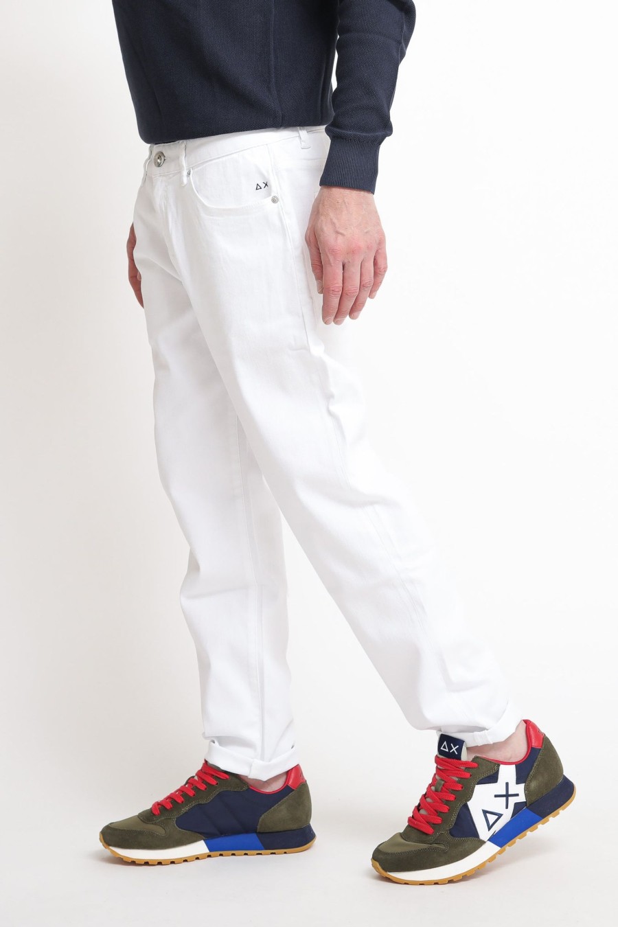 Uomo sun68 Pantaloni Jeans | Denim 5 Pocket Bull - Bianco