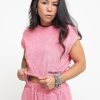 Donna Hinnominate T-Shirt | Croptop In Spugna Mezza Manica - Rosa Bonbon