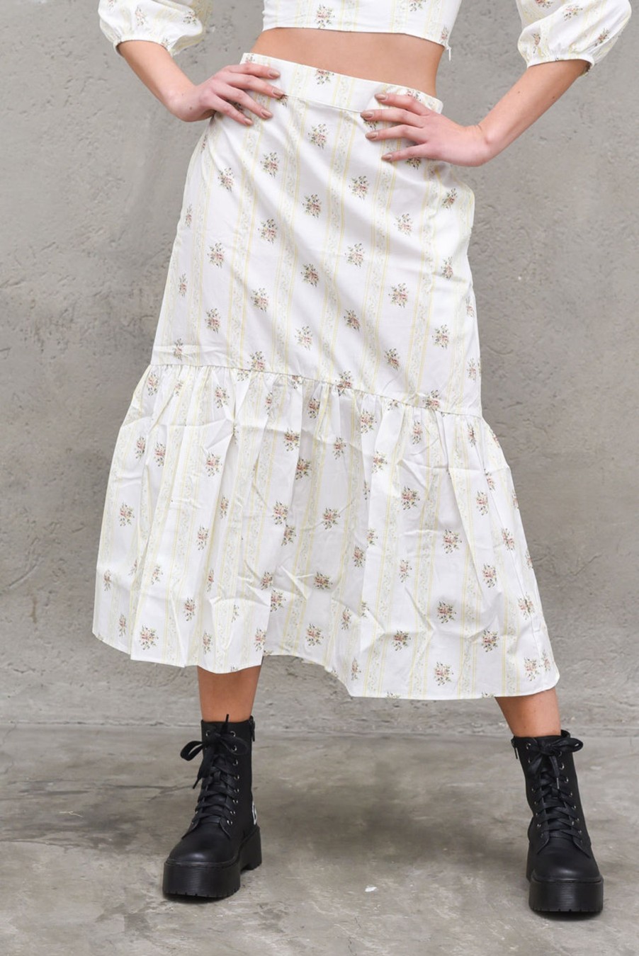 Donna glamorous Gonne | Ladies Skirt - Yellow Stripe Flower