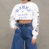 Donna paura Felpe | Gigi Crop T-Shirt - White Icarus