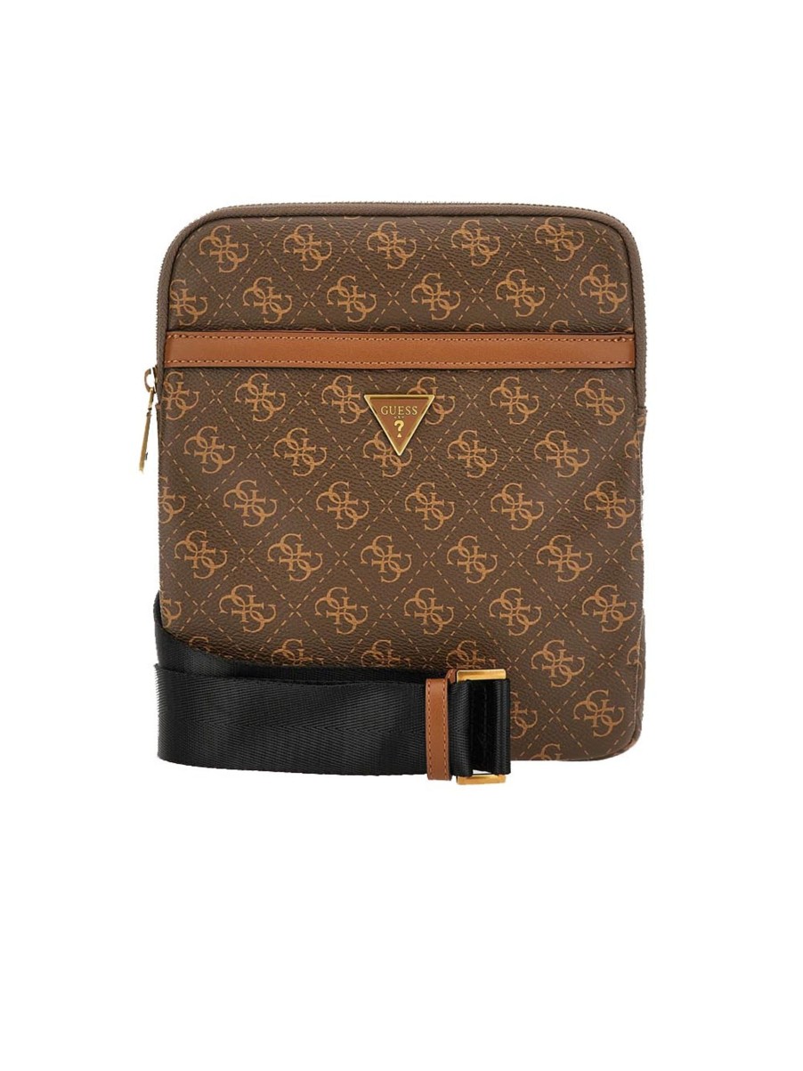 Uomo guess Borse | Vezzola Smart Crossbody Flat - Brown/Mustard