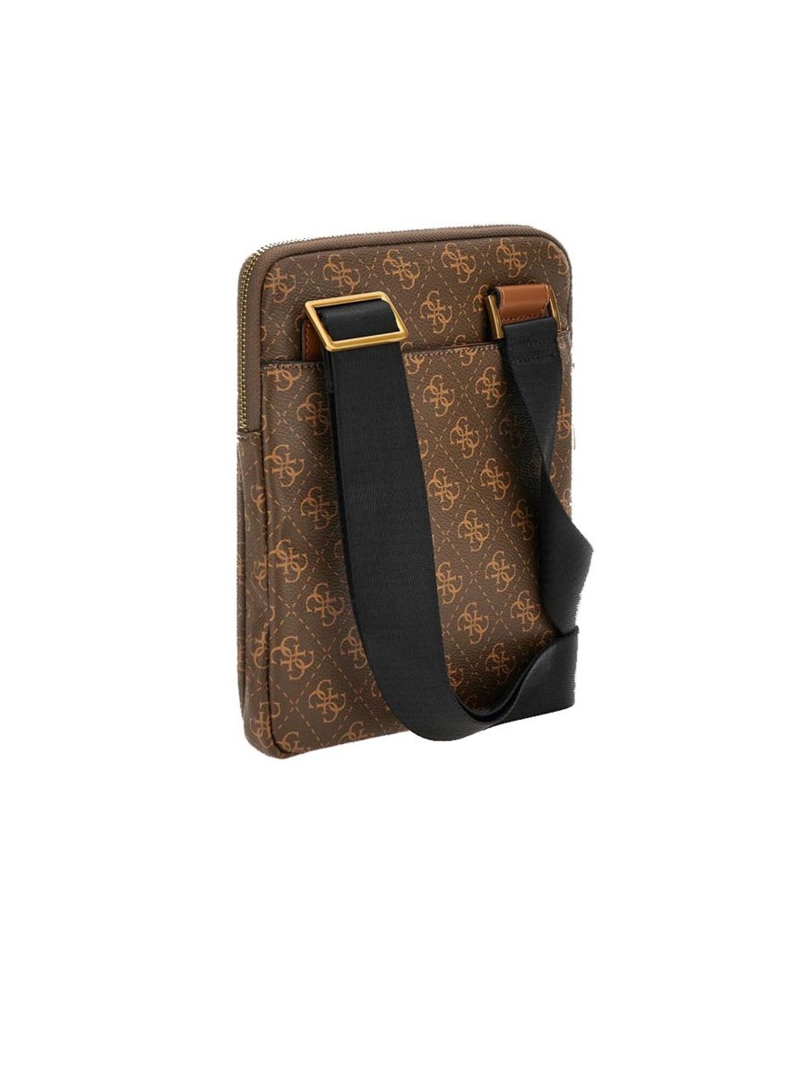 Uomo guess Borse | Vezzola Smart Crossbody Flat - Brown/Mustard