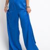 Donna glamorous Pantaloni | Ladies Trousers - Blue Sateen