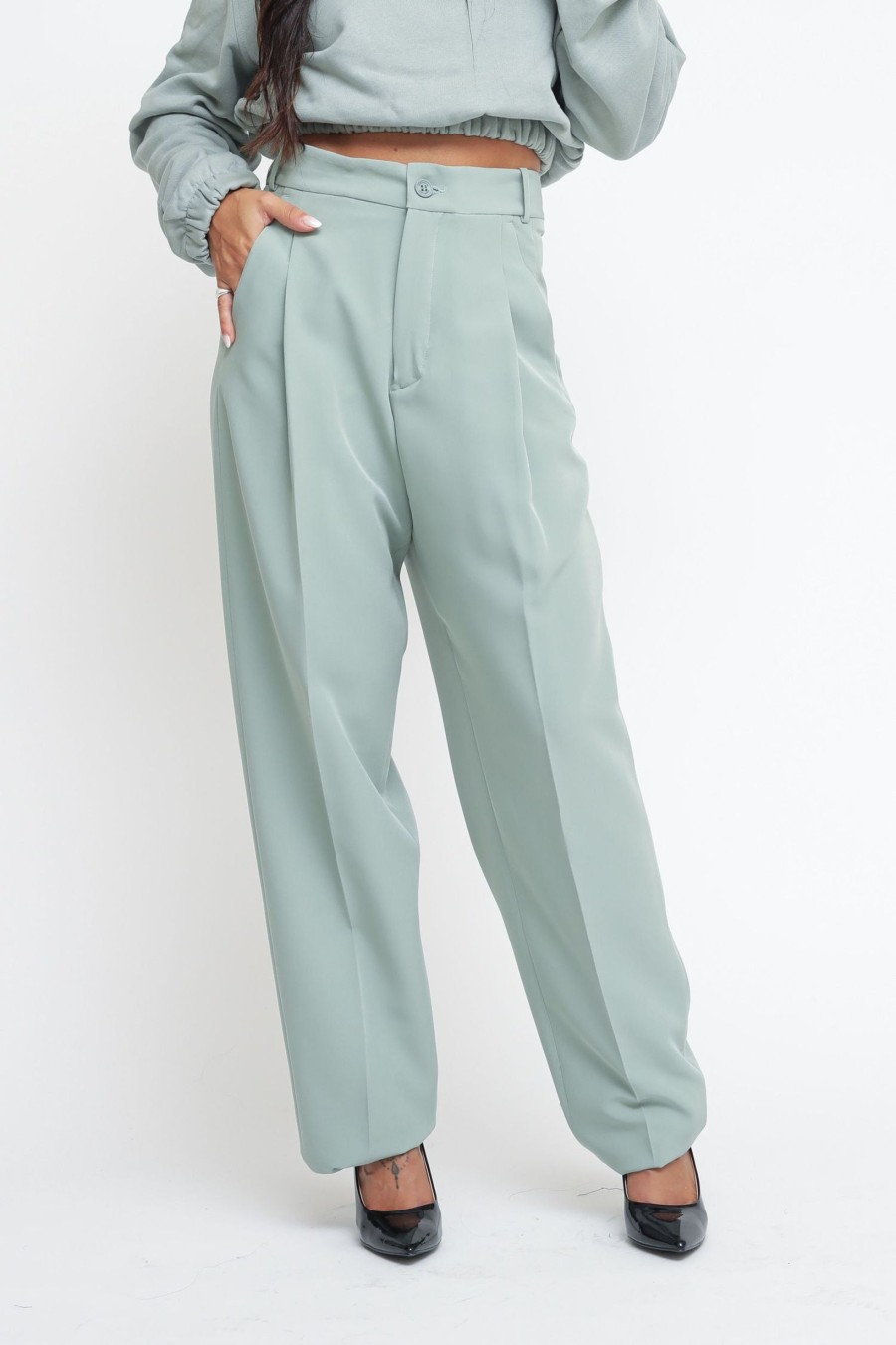 Donna Hinnominate Pantaloni | Pantalone Diritto - Verde Salvia