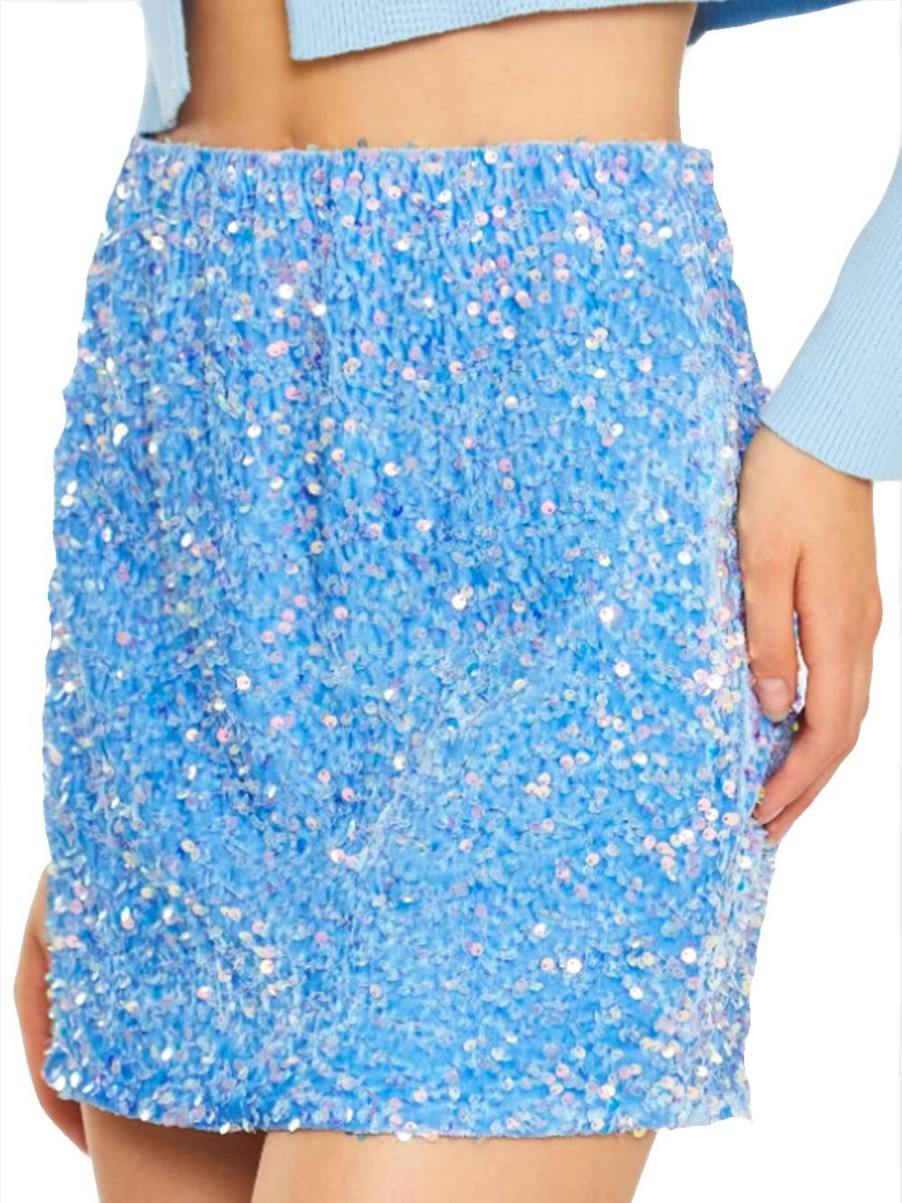 Donna glamorous Gonne | Ladies Skirt - Powder Blue Velvet Sequin