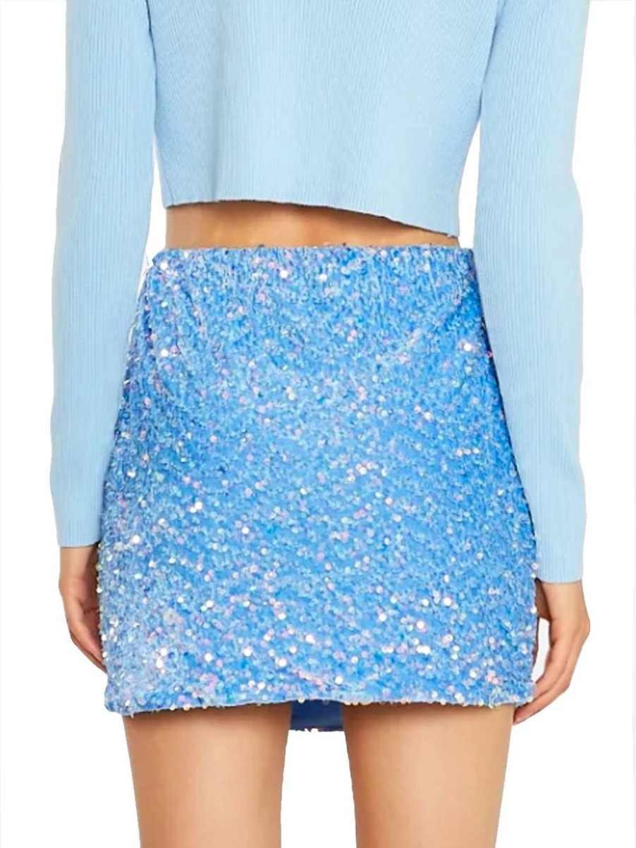 Donna glamorous Gonne | Ladies Skirt - Powder Blue Velvet Sequin