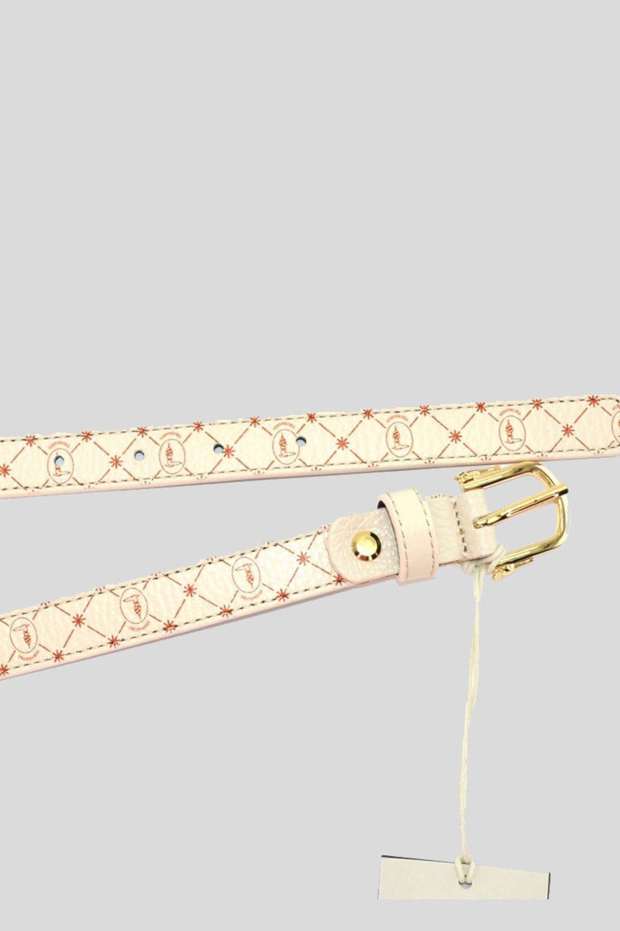 Donna trussardi Cinture | Belt H2 Cm Full Grain Monogram Greyhound Buckle - Monogram Marshmallow/Orange