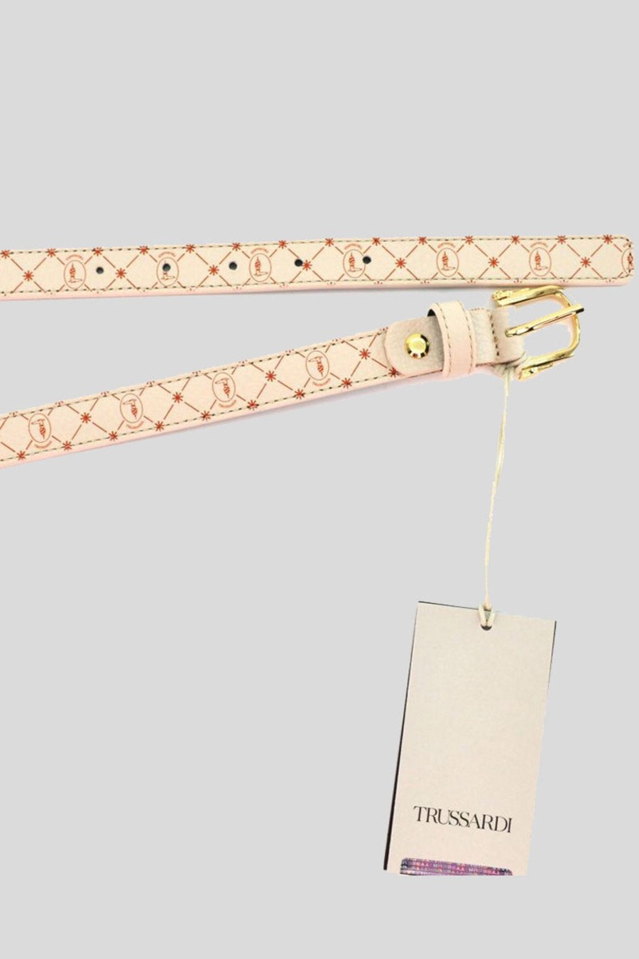 Donna trussardi Cinture | Belt H2 Cm Full Grain Monogram Greyhound Buckle - Monogram Marshmallow/Orange