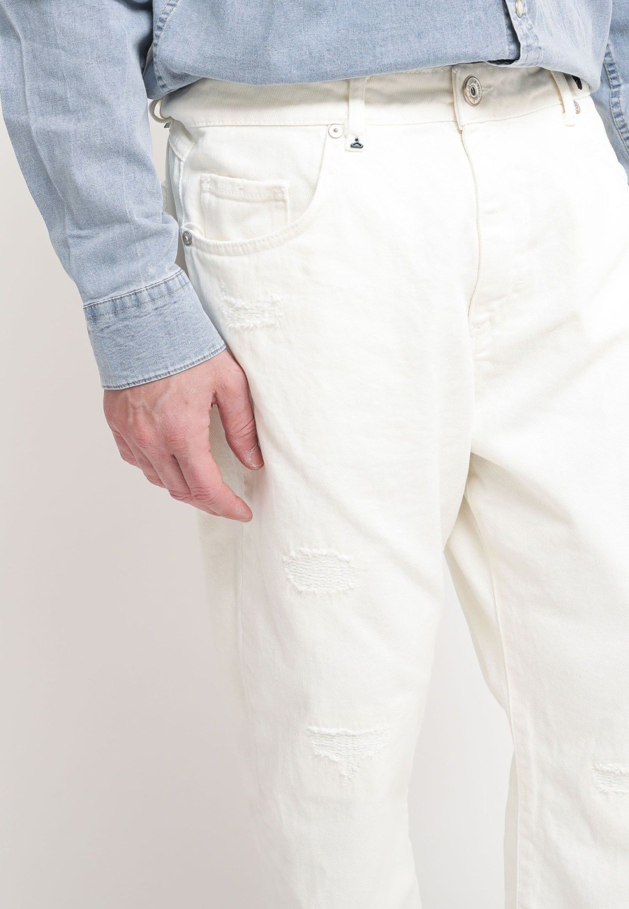 Uomo berna Pantaloni | Pantalone Carrot Rotture - Bianco