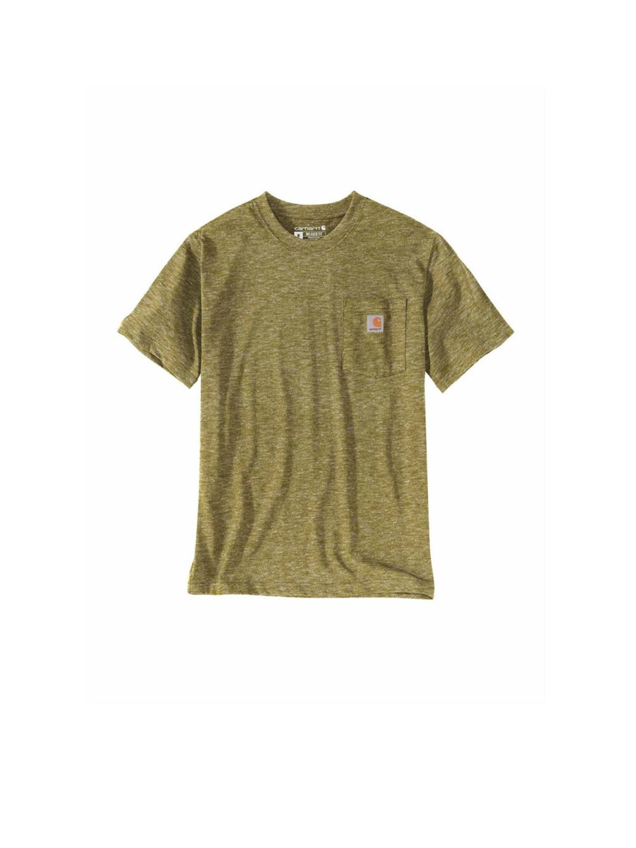 Uomo carhartt T-Shirt | Pocket Short Sleeve T-Shirt - Olive Snow Heat