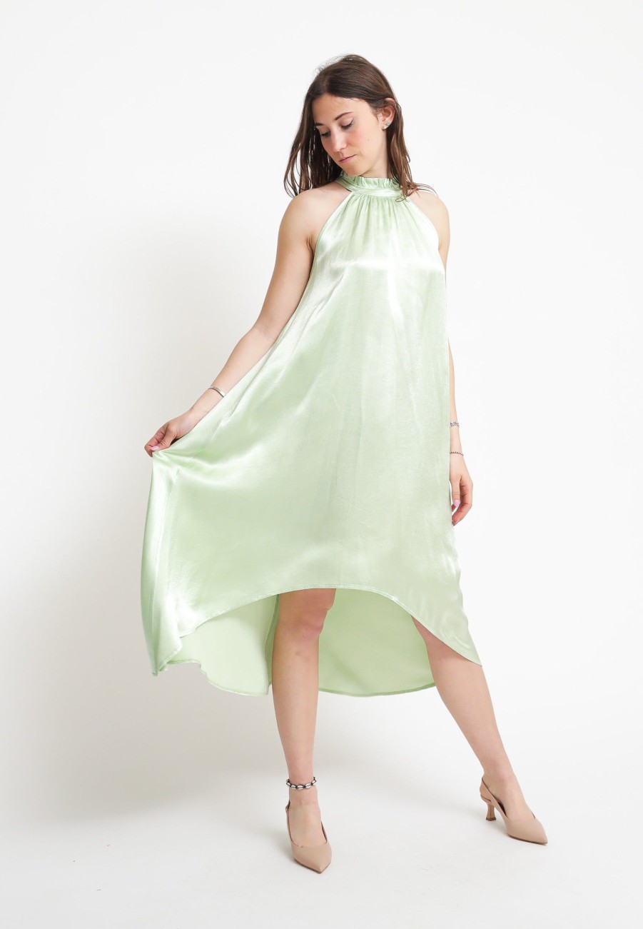 Donna Have One Vestiti | Abito Collo Americano Rouche - Ice Green