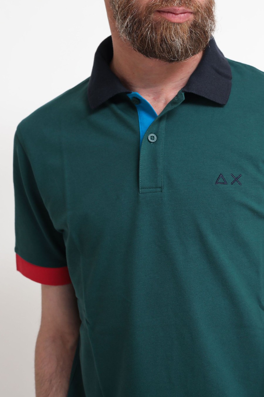 Uomo sun68 Polo | Polo 3 Color Way El - Verde Inglese