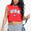 Donna tommy hilfiger Canotte | Tjw Crop Usa Basketball Tank - Deep Crimson