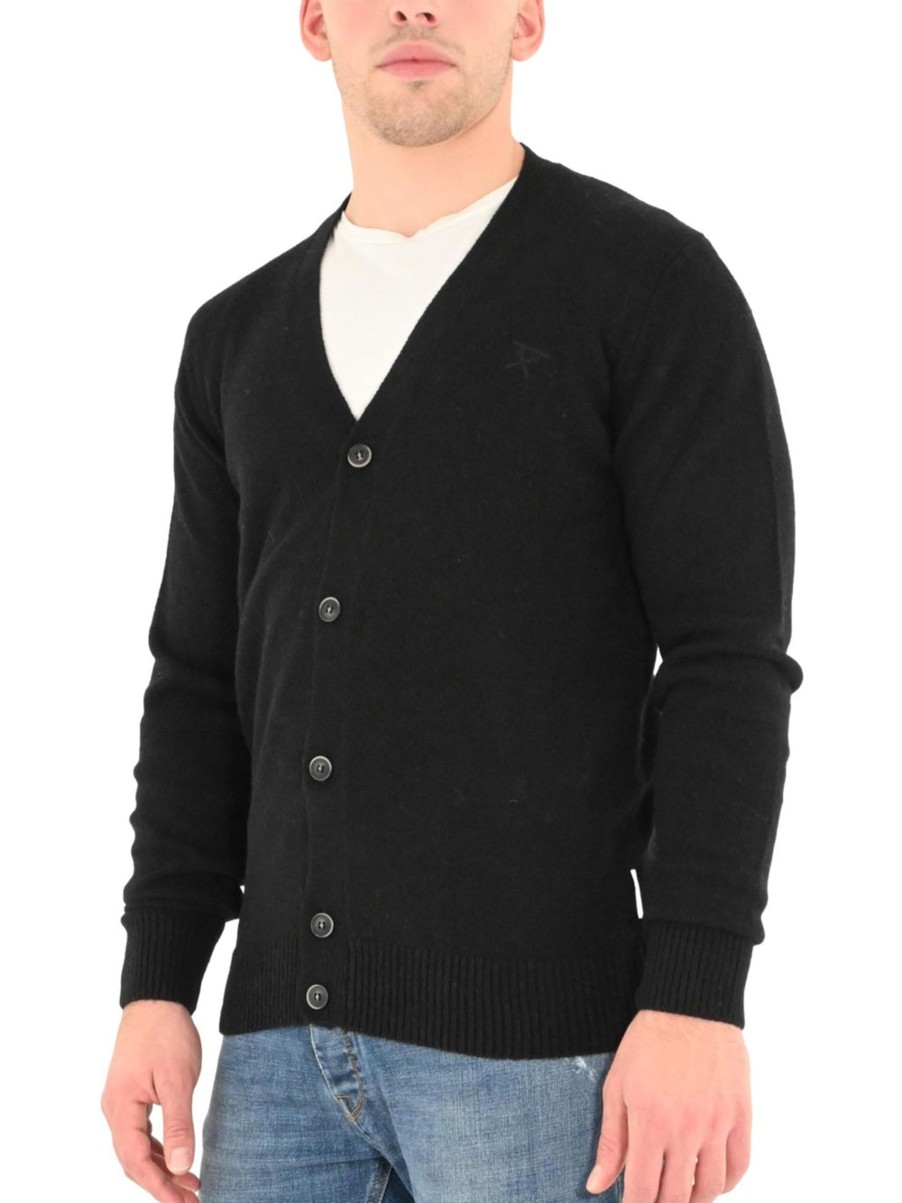 Uomo berna Cardigan | M Cardigan V Lambswool - Nero