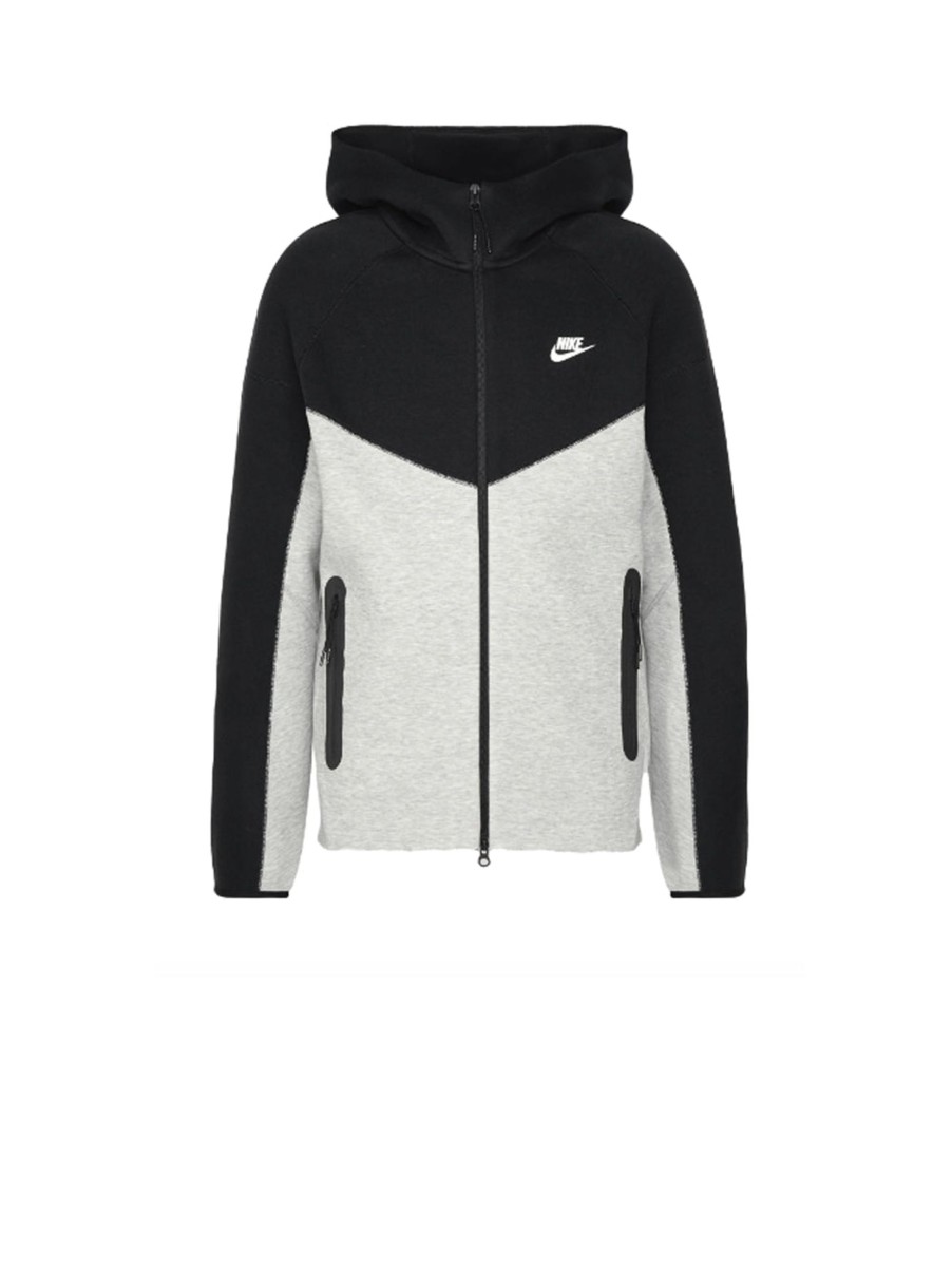 Uomo nike Felpe | Sportswear Tech Fleece Windrunner Felpa Con Cappuccio E Zip A Tutta Lunghezza - Grey Heather/Nero